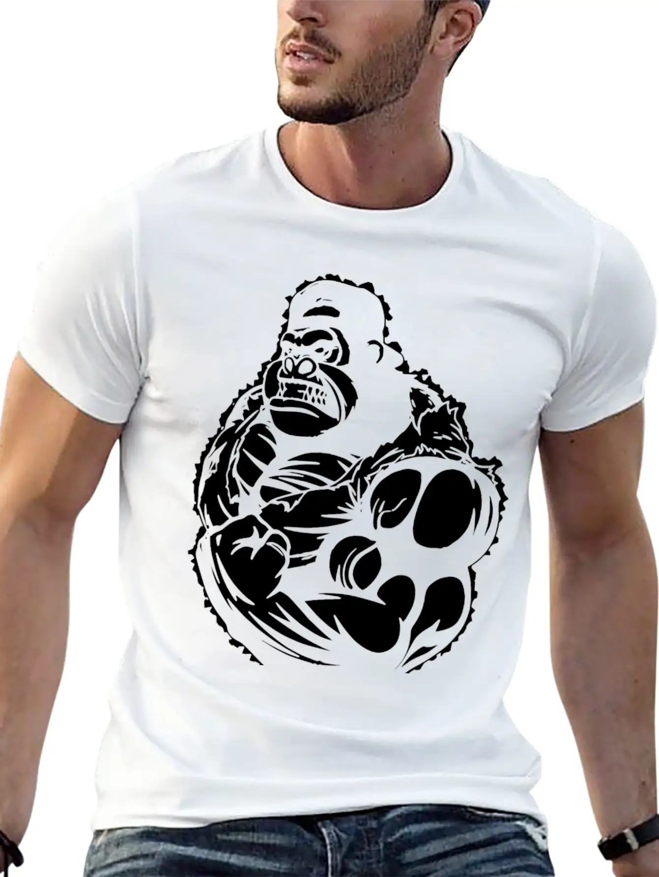 Gorilla Flexing Workout Unisex Casual T-Shirt – Clean Design For Daily Comfort