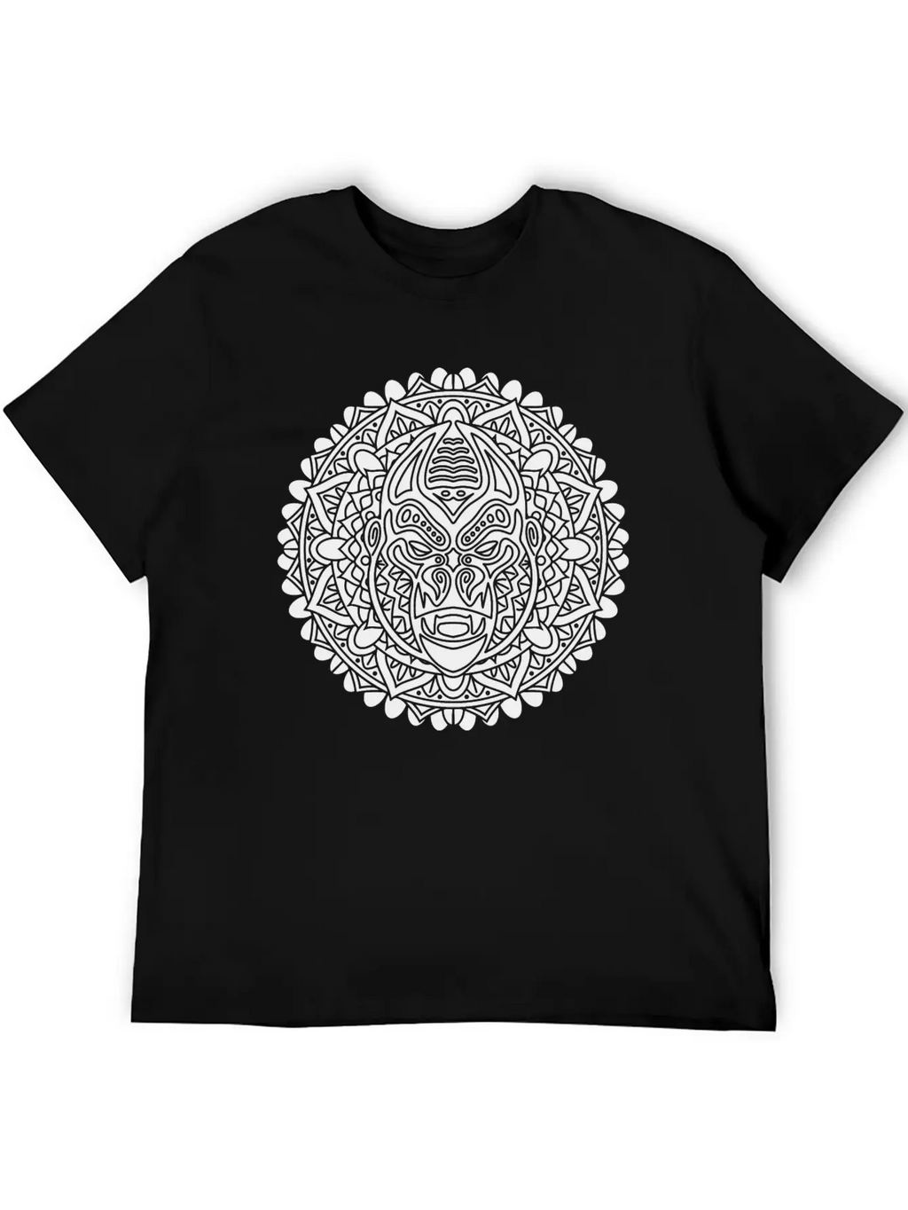 GORILLA MANDALA BLACK Essential Cotton Tee For Daily Outfits – Unisex Style