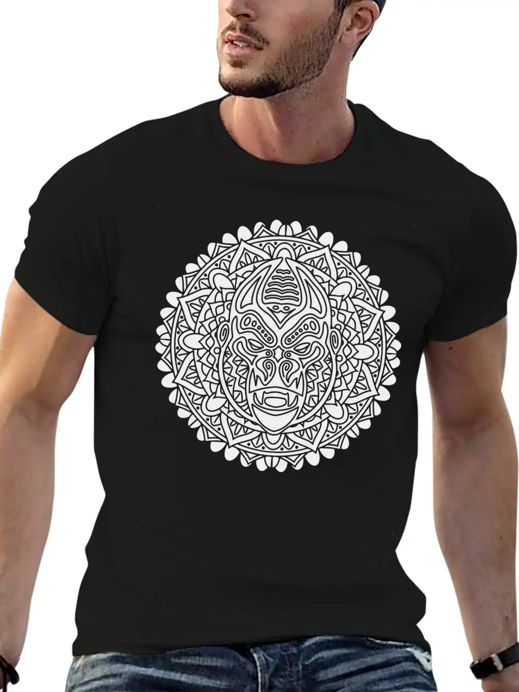 GORILLA MANDALA BLACK Essential Cotton Tee For Daily Outfits – Unisex Style