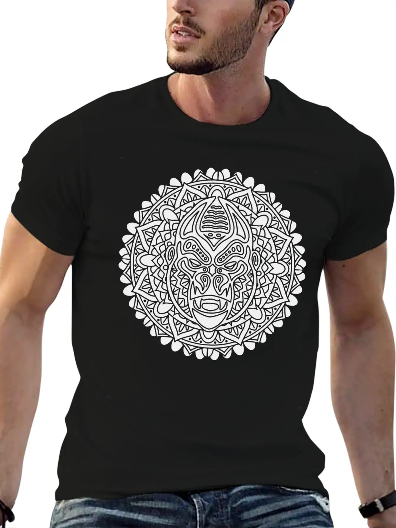 GORILLA MANDALA BLACK Essential Cotton Tee For Daily Outfits – Unisex Style