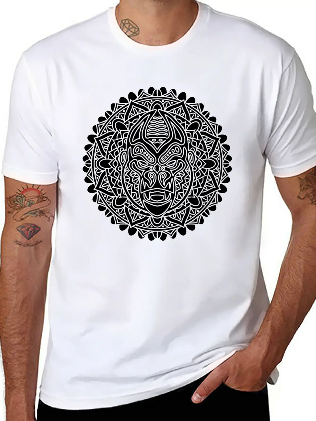 GORILLA MANDALA BLACK Essential Cotton Tee For Daily Outfits – Unisex Style