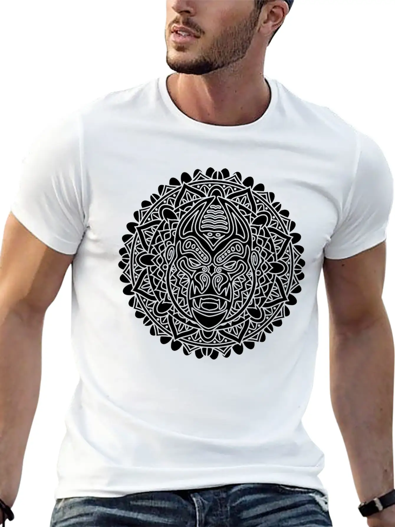 GORILLA MANDALA BLACK Essential Cotton Tee For Daily Outfits – Unisex Style
