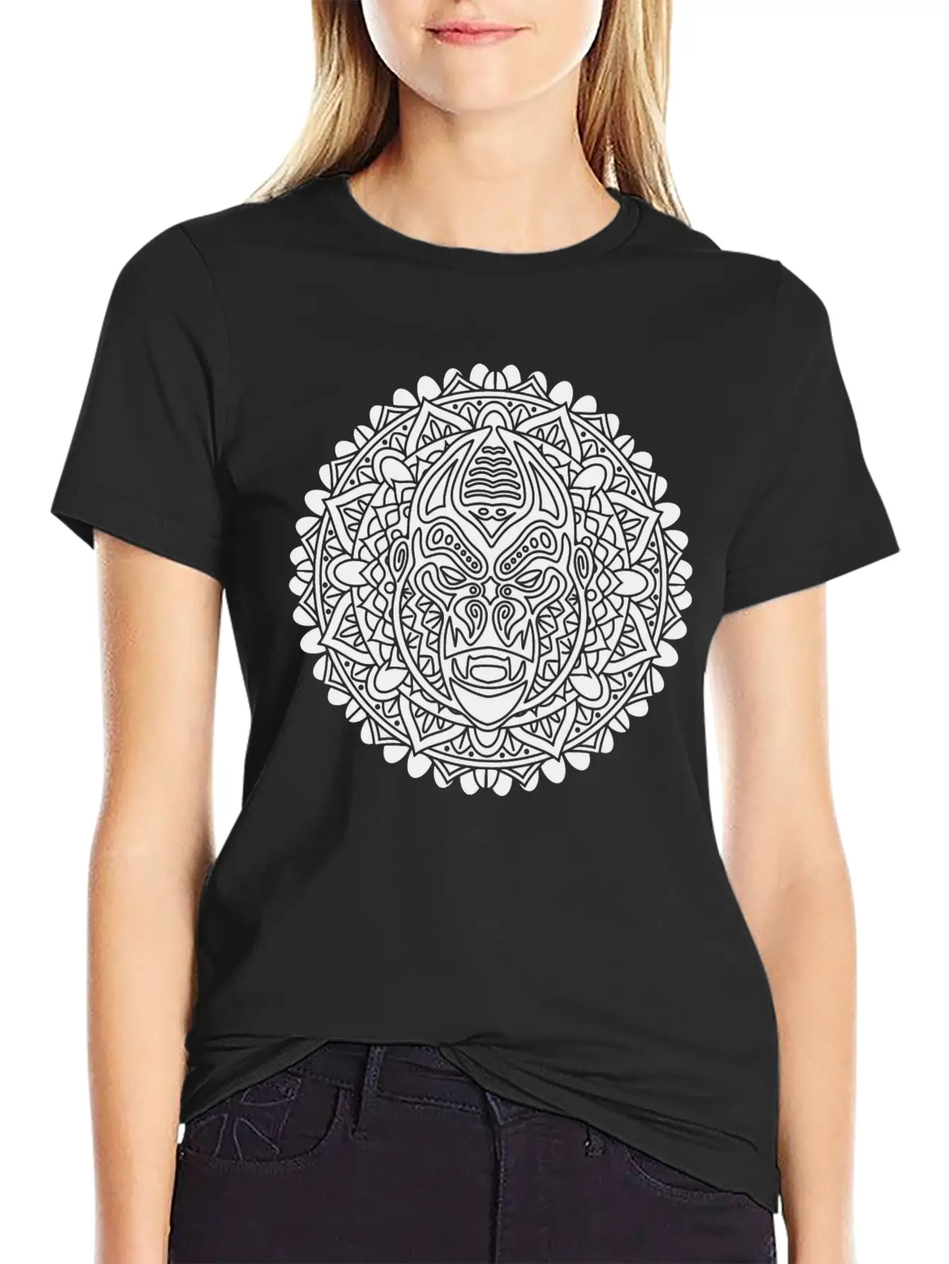 GORILLA MANDALA BLACK Essential Cotton Tee For Daily Outfits – Unisex Style