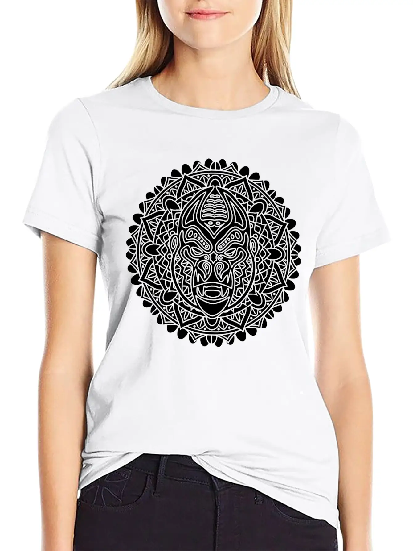 GORILLA MANDALA BLACK Essential Cotton Tee For Daily Outfits – Unisex Style