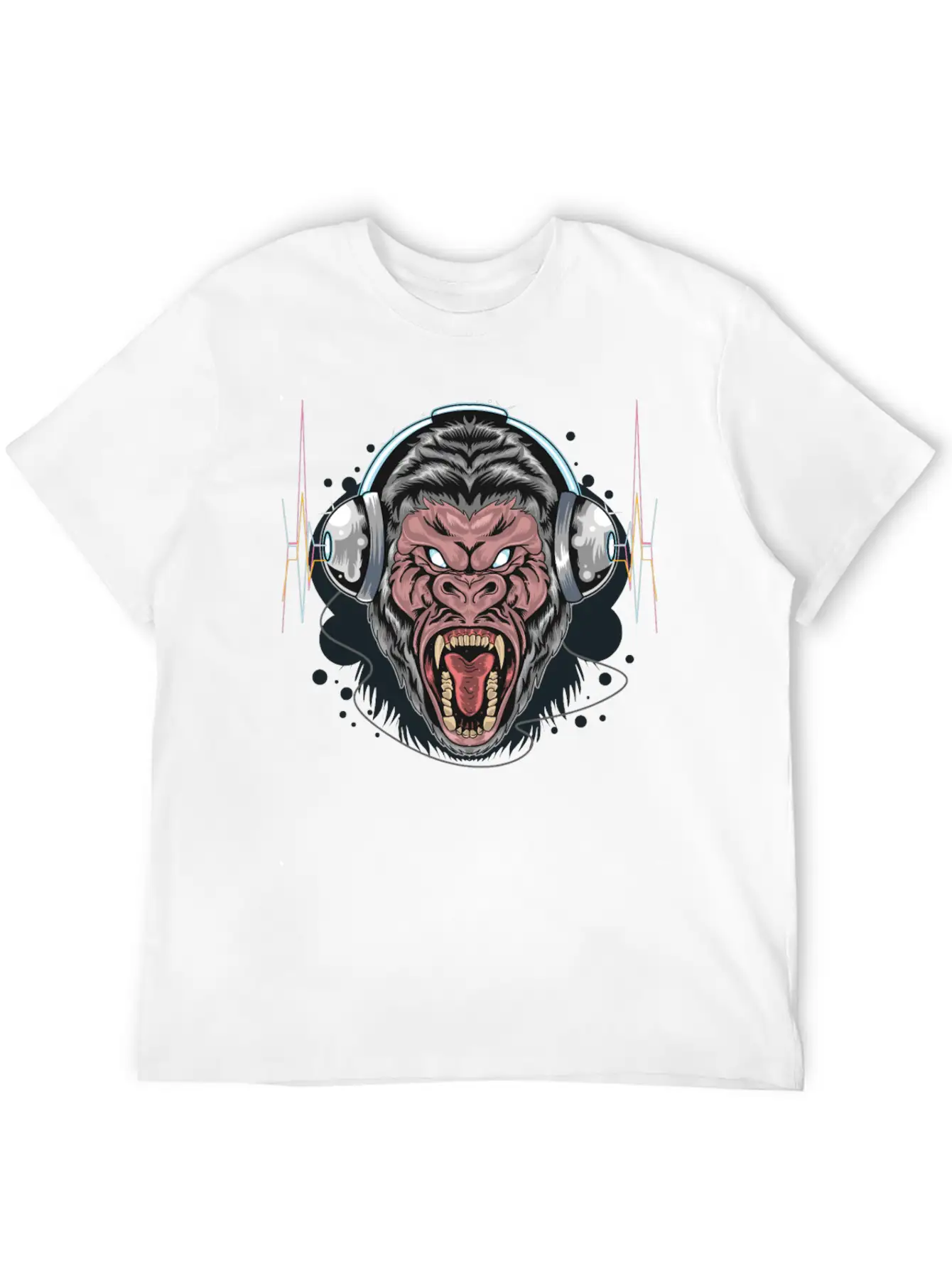 Gorilla Monkey Headphones Music DJ Dancing Party Essential Cotton Tee For Daily Outfits – Unisex Style
