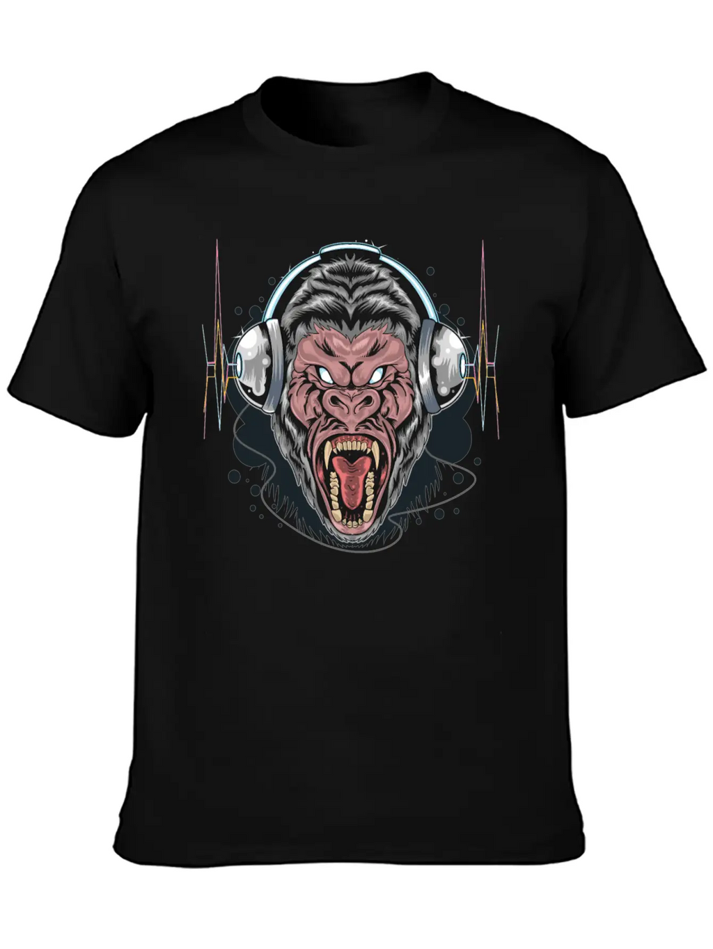 Gorilla Monkey Headphones Music DJ Dancing Party Essential Cotton Tee For Daily Outfits – Unisex Style