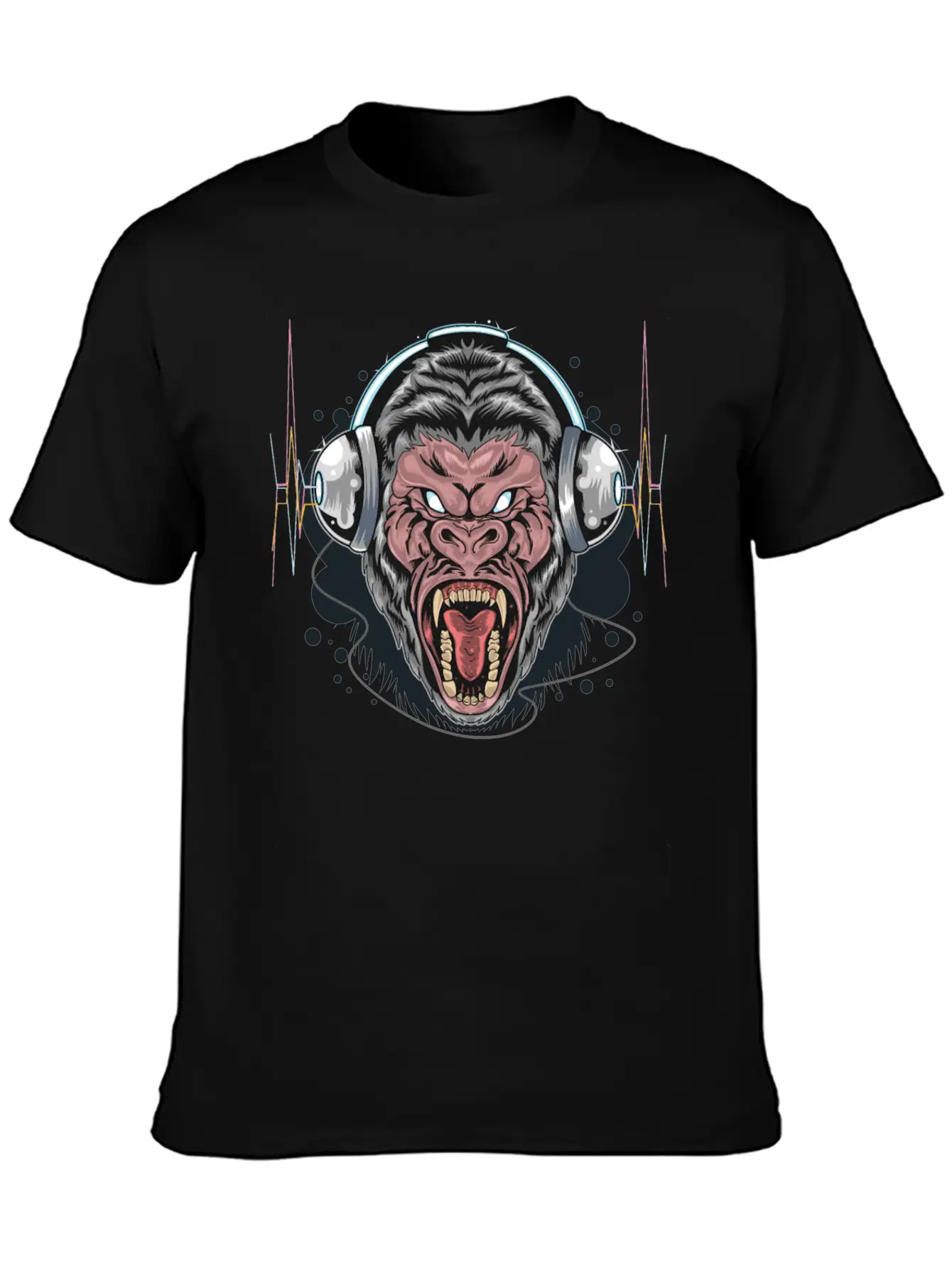 Gorilla Monkey Headphones Music DJ Dancing Party Essential Cotton Tee For Daily Outfits – Unisex Style