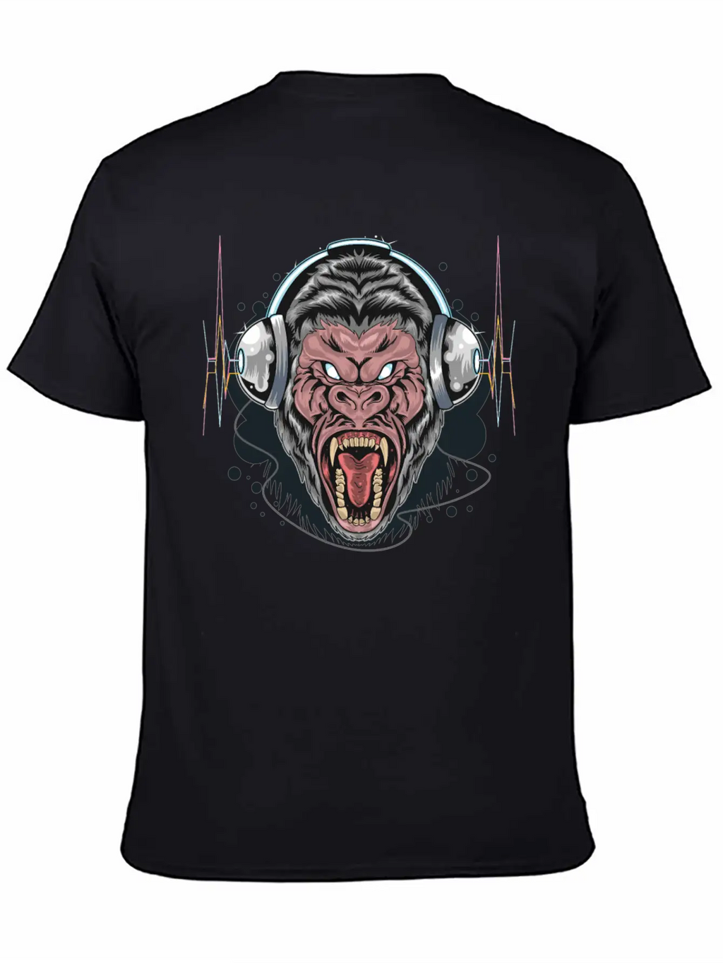 Gorilla Monkey Headphones Music DJ Dancing Party Essential Cotton Tee For Daily Outfits – Unisex Style