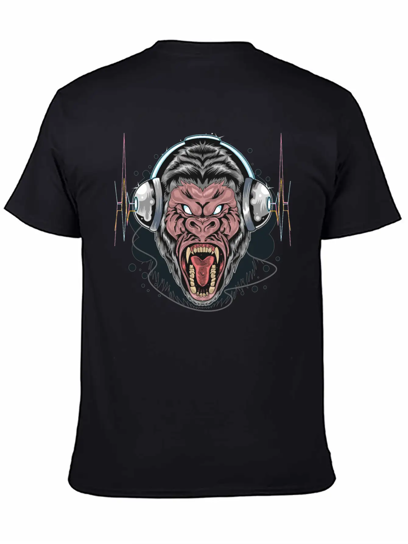 Gorilla Monkey Headphones Music DJ Dancing Party Essential Cotton Tee For Daily Outfits – Unisex Style