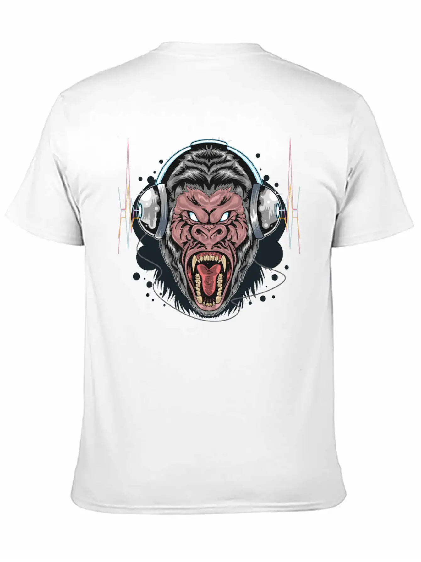 Gorilla Monkey Headphones Music DJ Dancing Party Essential Cotton Tee For Daily Outfits – Unisex Style