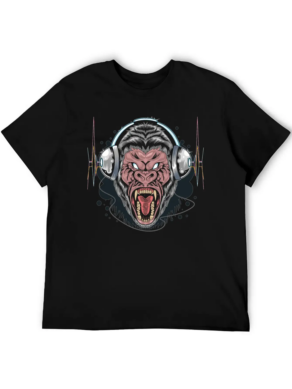 Gorilla Monkey Headphones Music DJ Dancing Party Essential Cotton Tee For Daily Outfits – Unisex Style