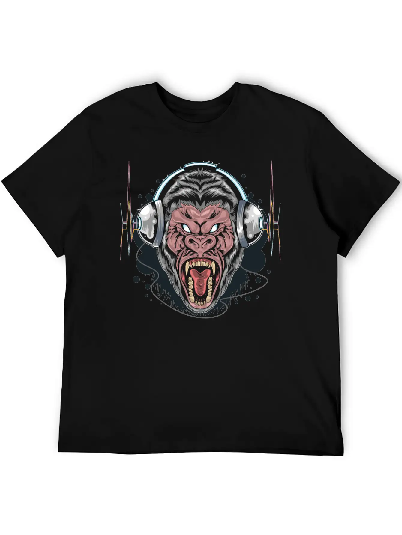 Gorilla Monkey Headphones Music DJ Dancing Party Essential Cotton Tee For Daily Outfits – Unisex Style