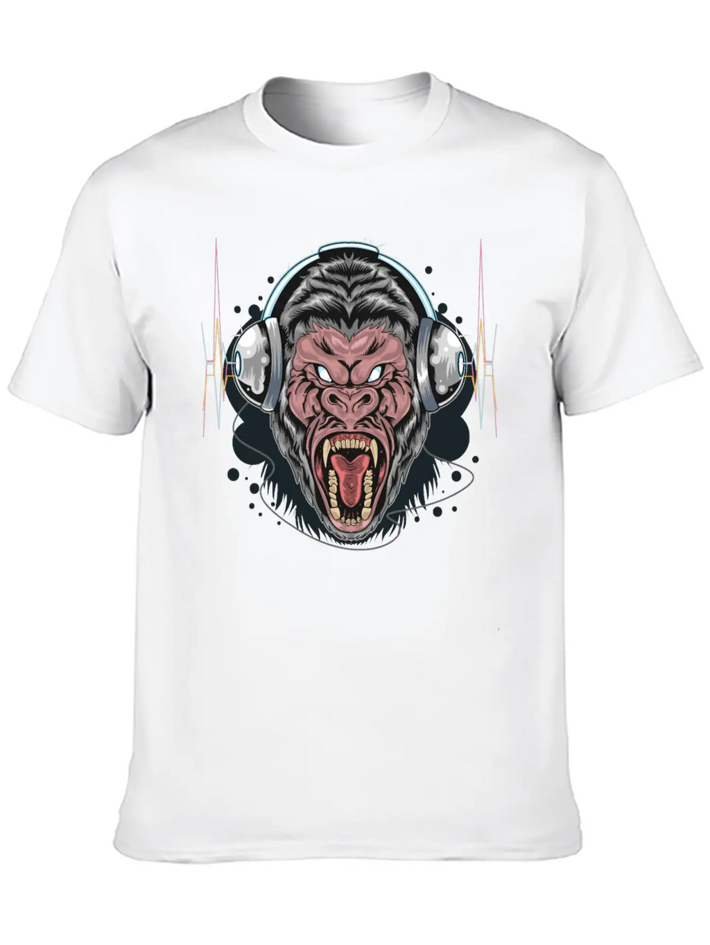 Gorilla Monkey Headphones Music DJ Dancing Party Essential Cotton Tee For Daily Outfits – Unisex Style