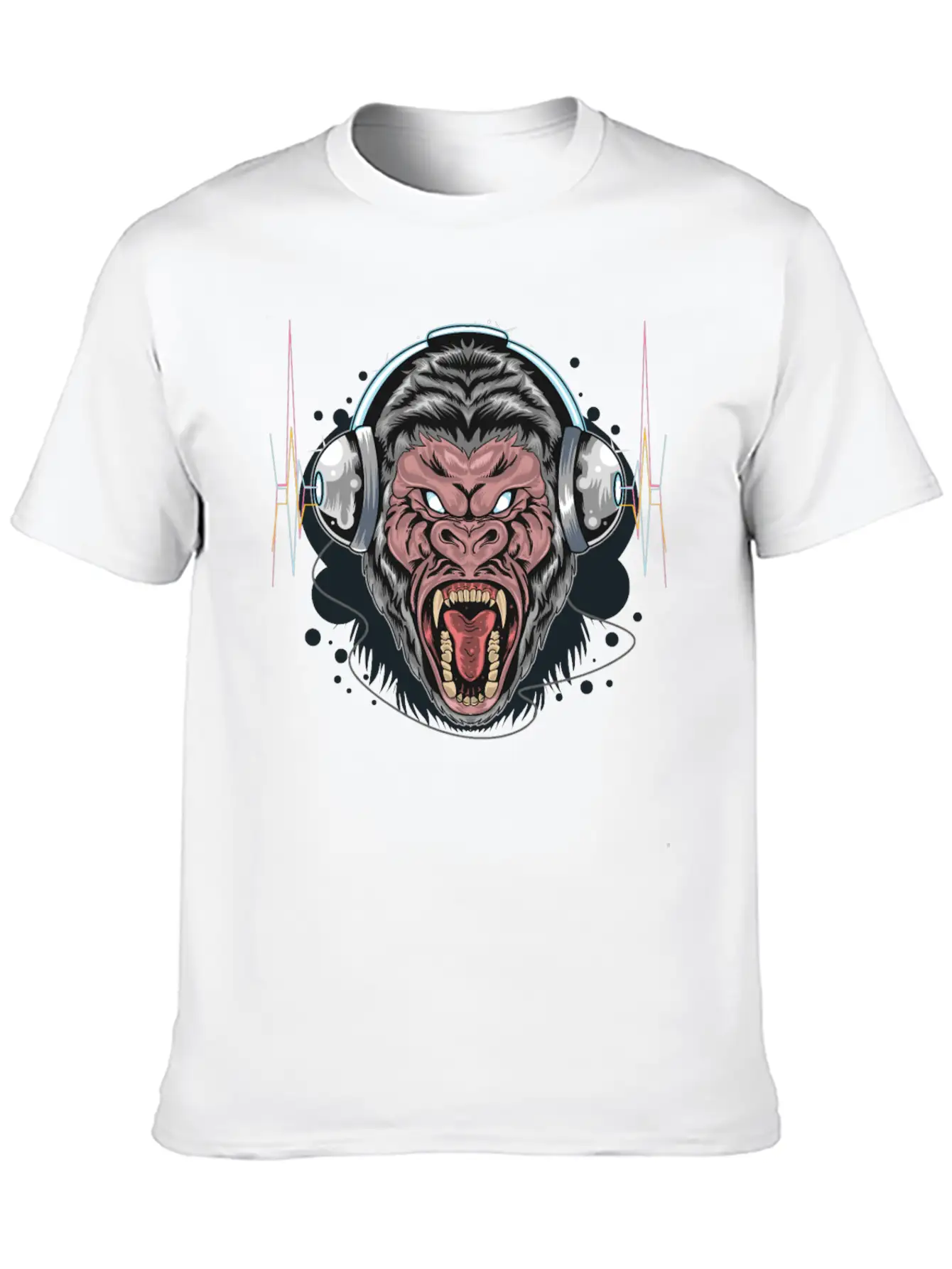 Gorilla Monkey Headphones Music DJ Dancing Party Essential Cotton Tee For Daily Outfits – Unisex Style
