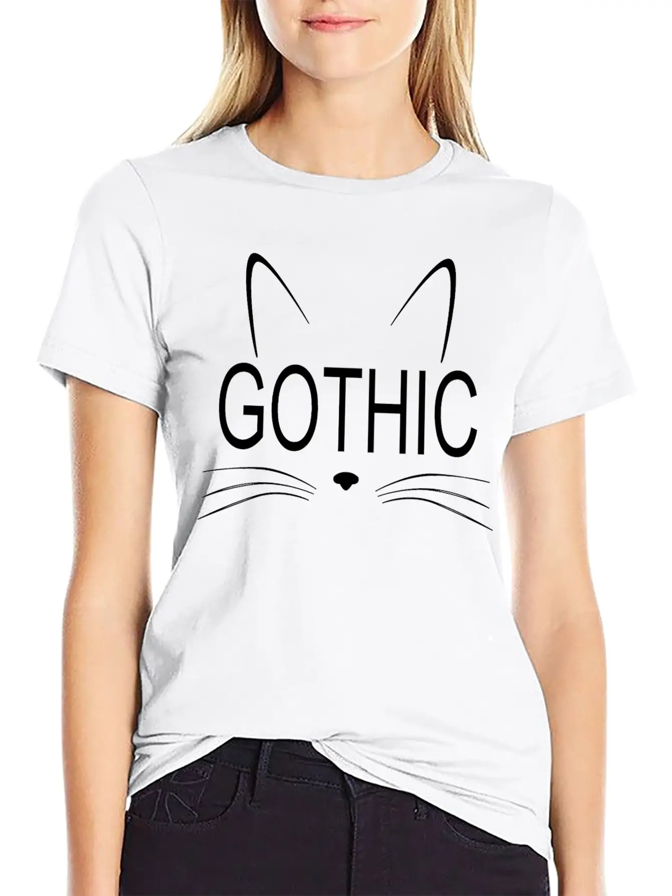 Gothic Cat Shirt Unisex Casual T-Shirt – Clean Design For Daily Comfort