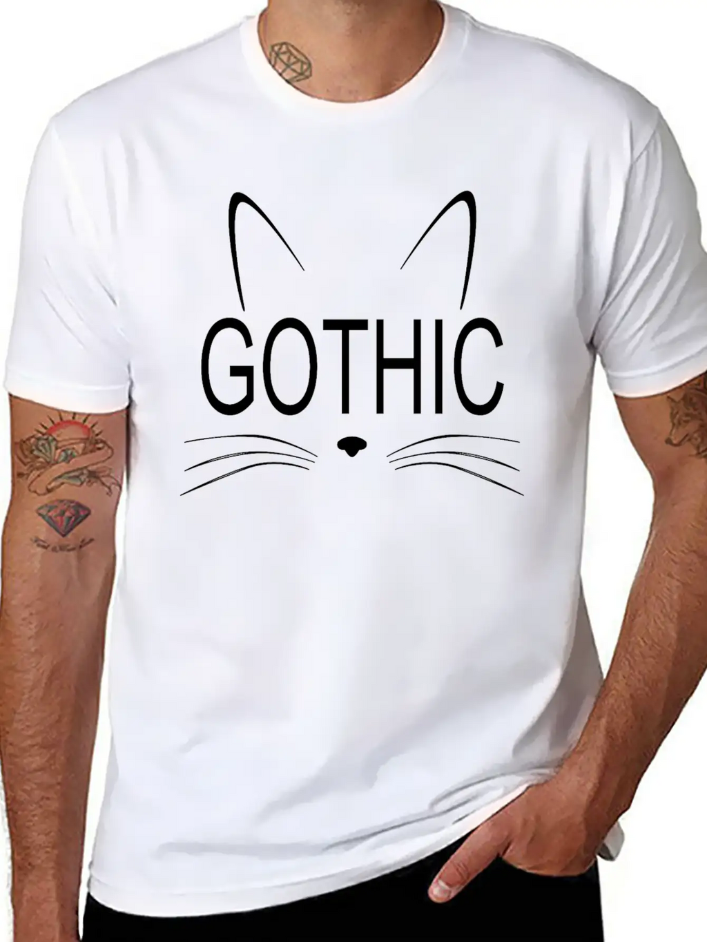 Gothic Cat Shirt Unisex Casual T-Shirt – Clean Design For Daily Comfort