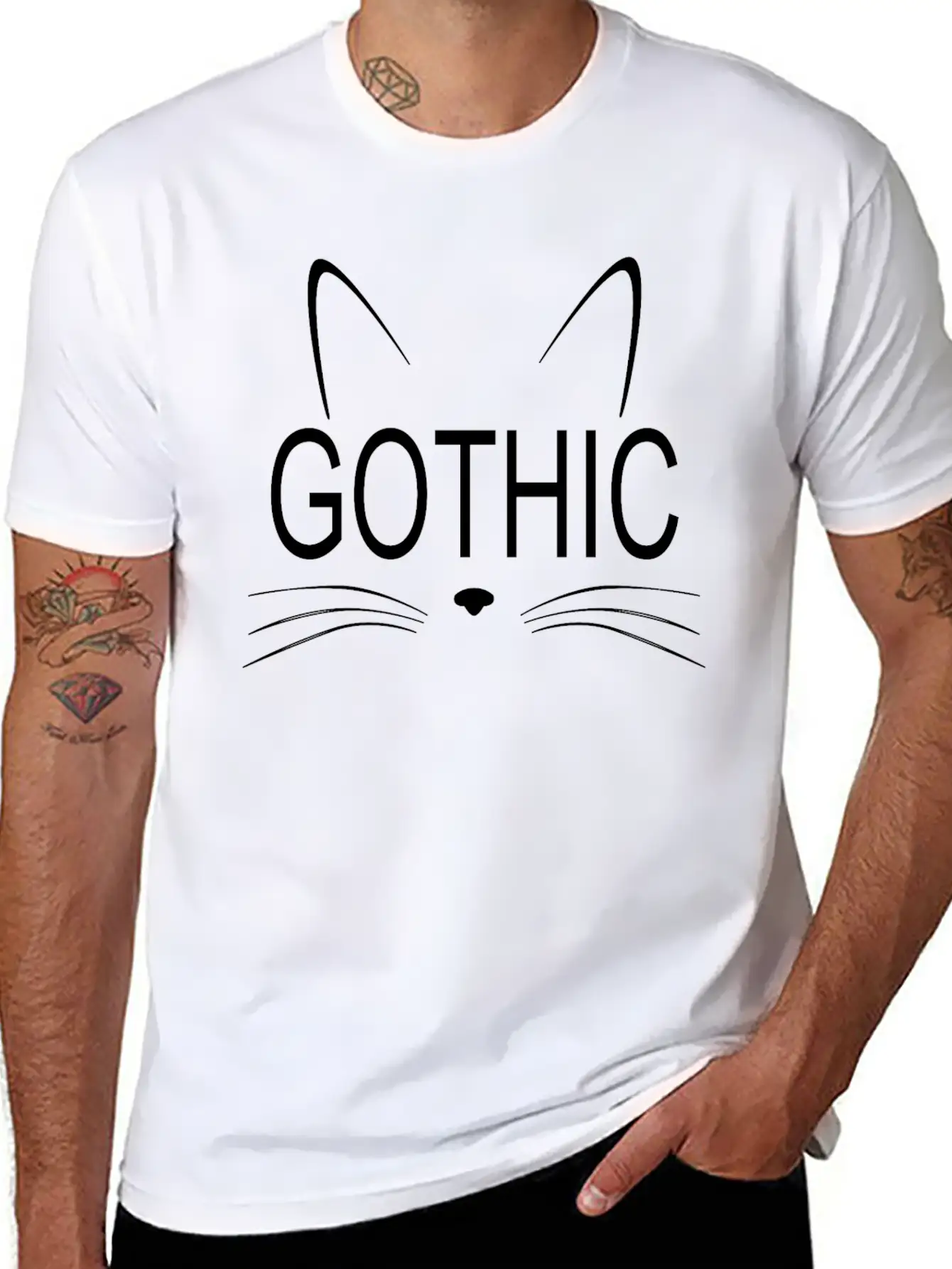Gothic Cat Shirt Unisex Casual T-Shirt – Clean Design For Daily Comfort