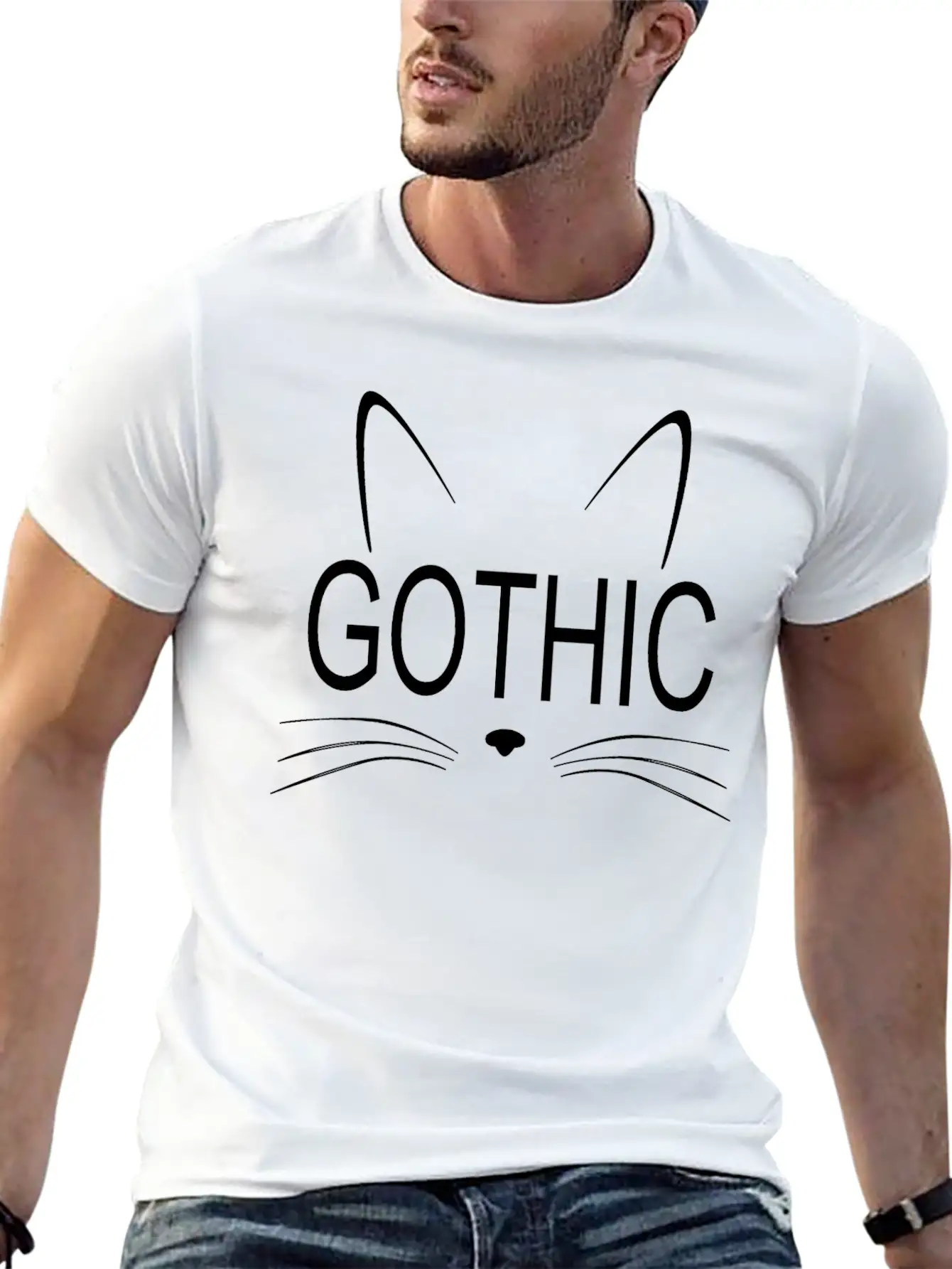 Gothic Cat Shirt Unisex Casual T-Shirt – Clean Design For Daily Comfort
