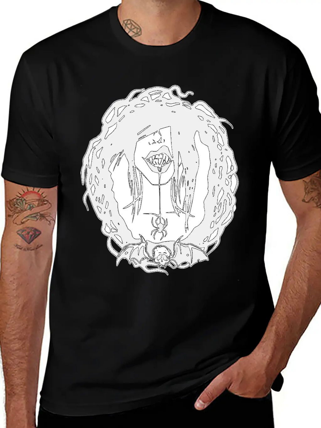 Gothic Girl And Spider Breathable Soft Cotton T-Shirt – Timeless Casual Look