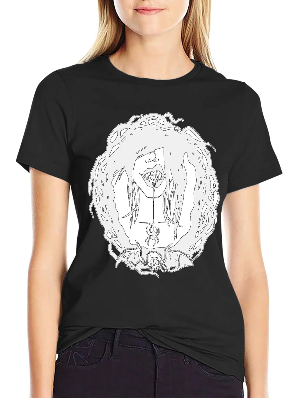 Gothic Girl And Spider Breathable Soft Cotton T-Shirt – Timeless Casual Look