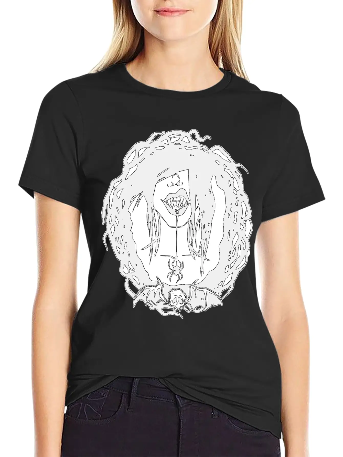 Gothic Girl And Spider Breathable Soft Cotton T-Shirt – Timeless Casual Look