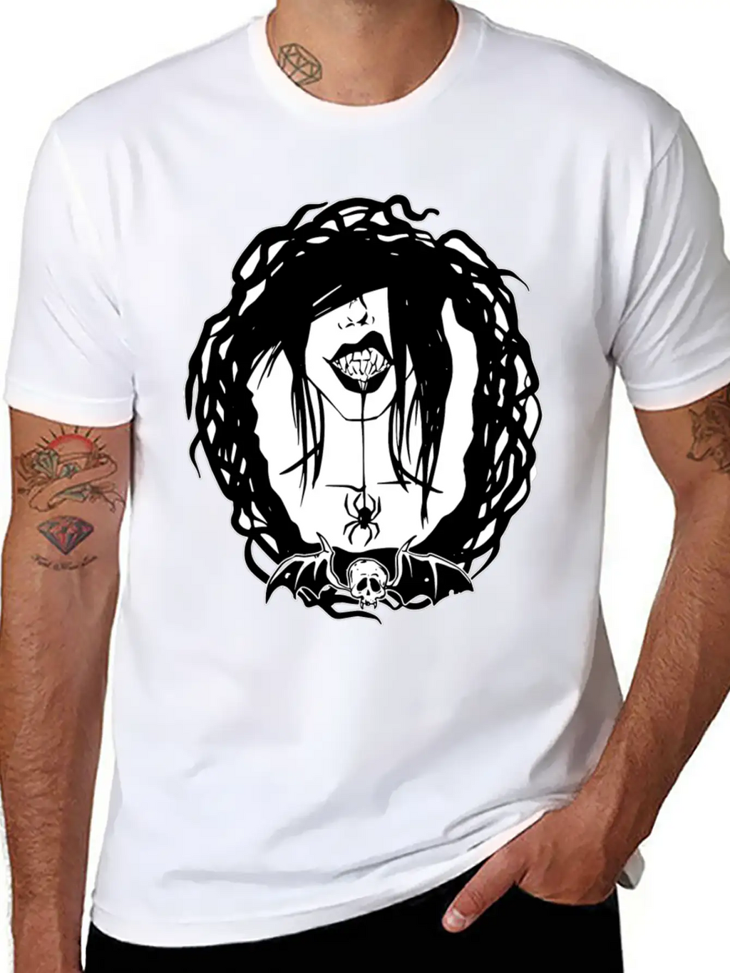 Gothic Girl And Spider Breathable Soft Cotton T-Shirt – Timeless Casual Look