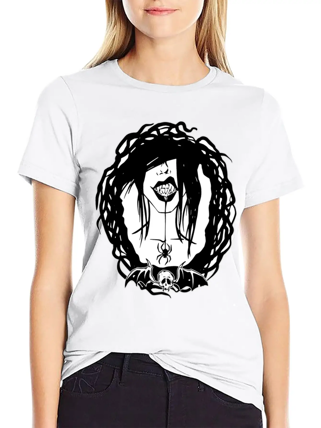 Gothic Girl And Spider Breathable Soft Cotton T-Shirt – Timeless Casual Look