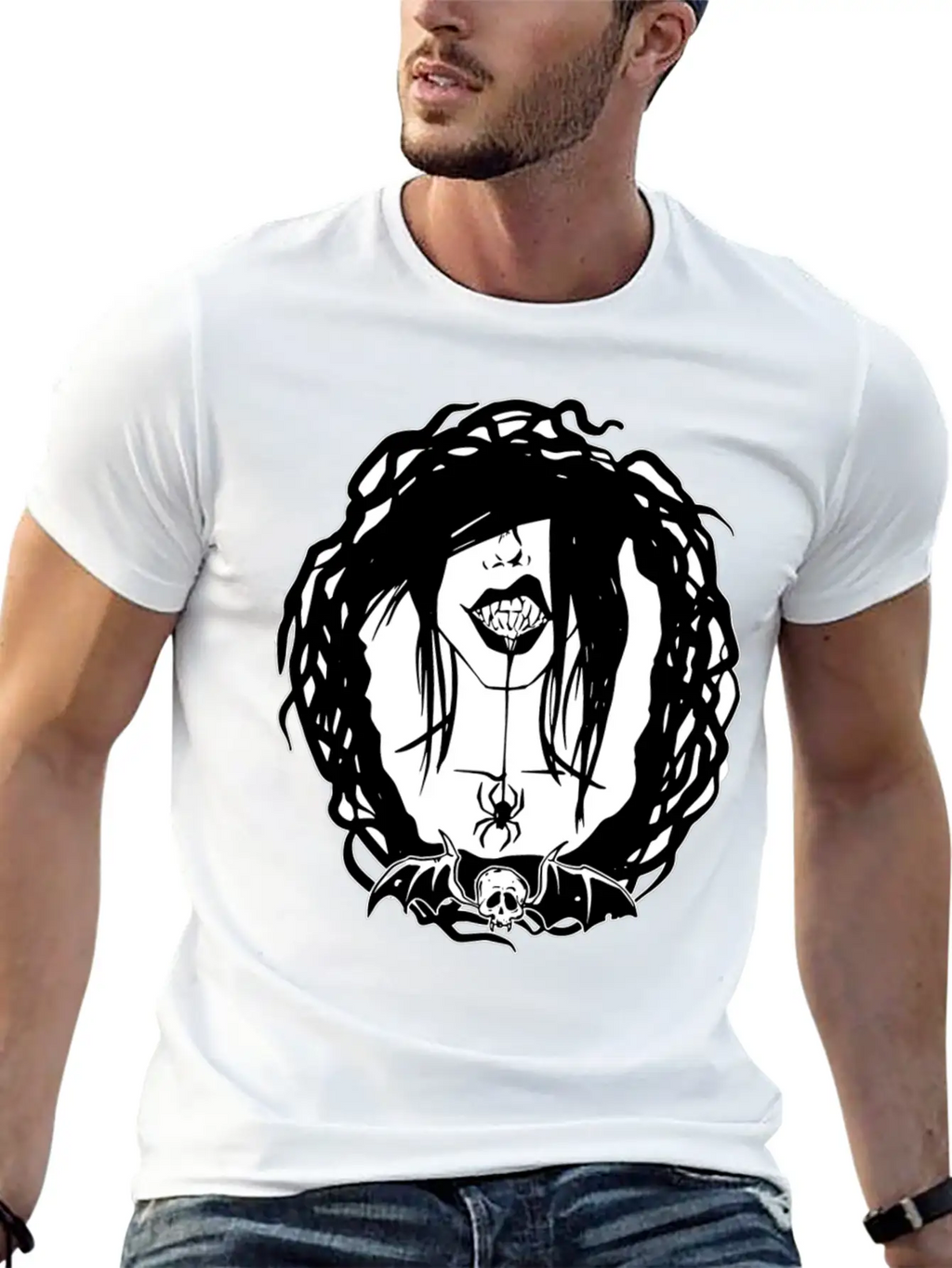 Gothic Girl And Spider Breathable Soft Cotton T-Shirt – Timeless Casual Look
