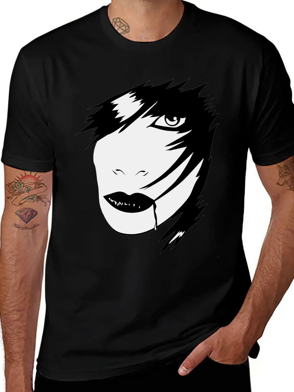 Gothic Girl Blood Mask Unisex Short Sleeve Soft Cotton T-Shirt – Casual Everyday Wear