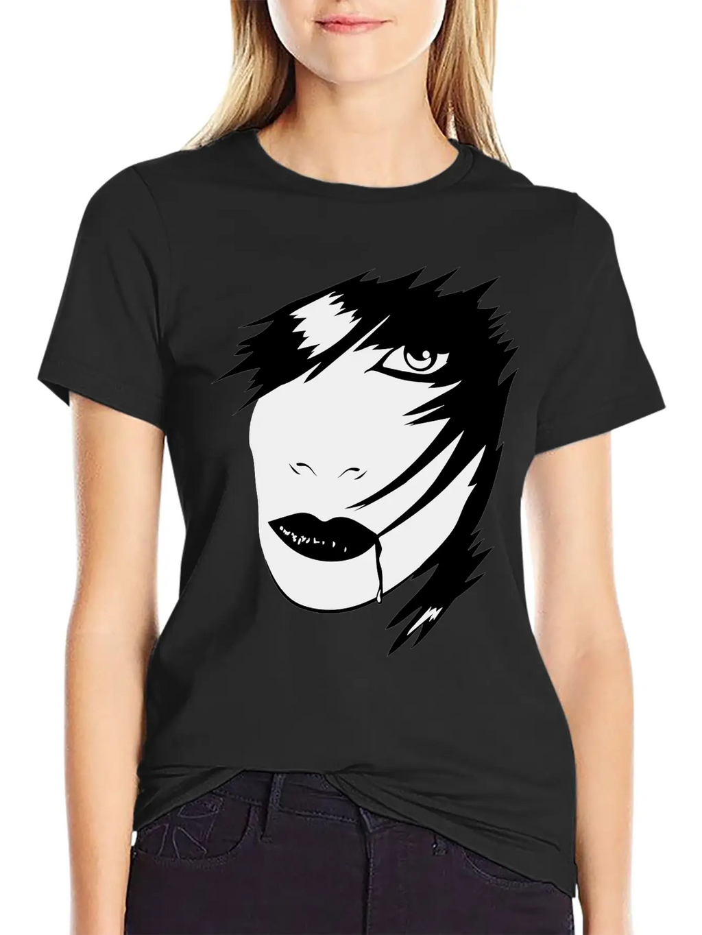 Gothic Girl Blood Mask Unisex Short Sleeve Soft Cotton T-Shirt – Casual Everyday Wear