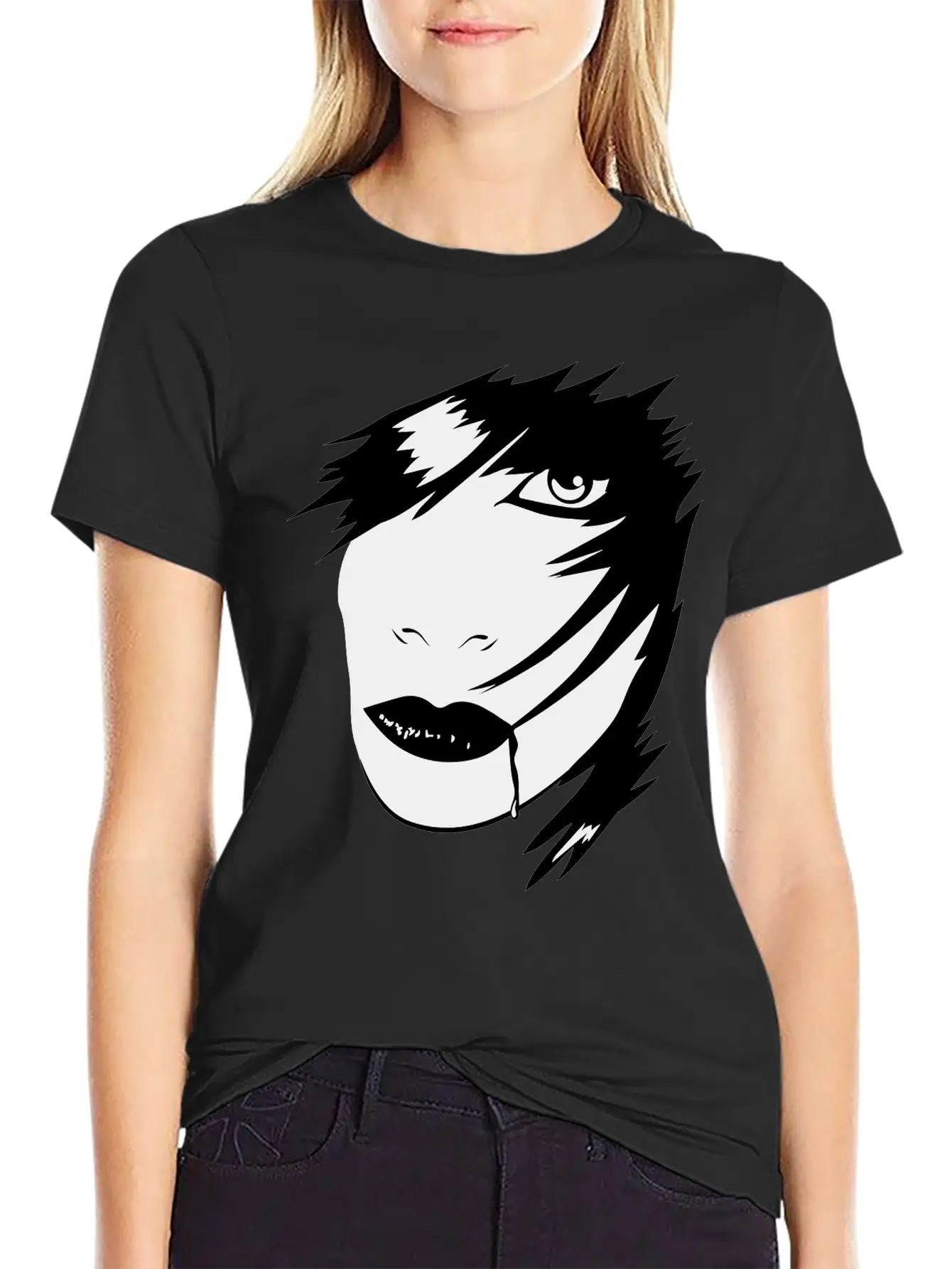Gothic Girl Blood Mask Unisex Short Sleeve Soft Cotton T-Shirt – Casual Everyday Wear