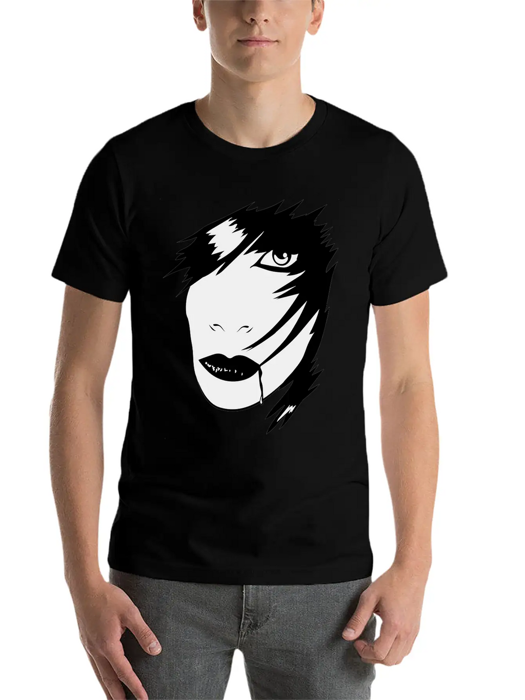 Gothic Girl Blood Mask Unisex Short Sleeve Soft Cotton T-Shirt – Casual Everyday Wear