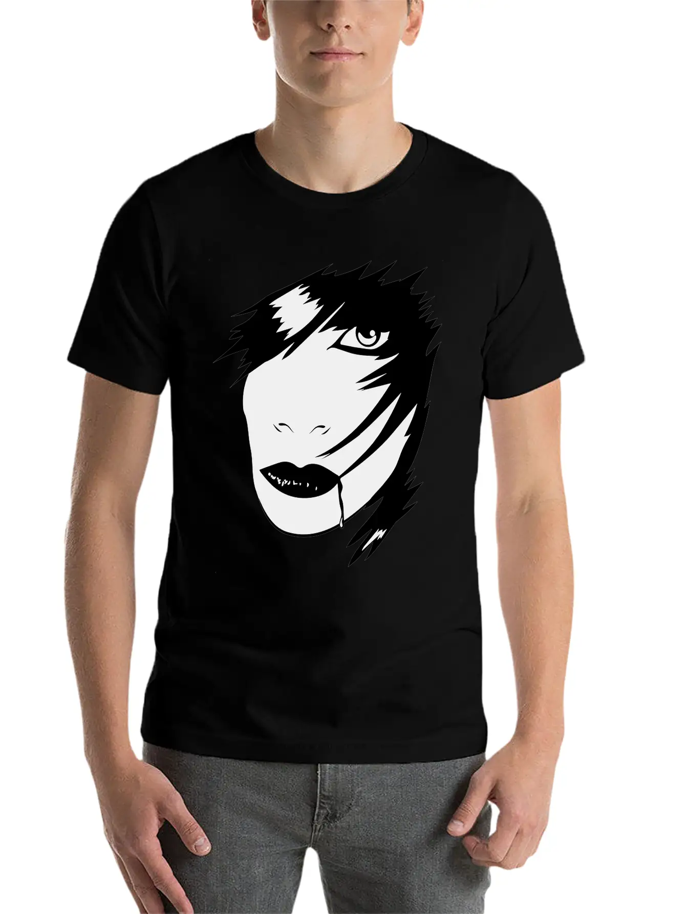 Gothic Girl Blood Mask Unisex Short Sleeve Soft Cotton T-Shirt – Casual Everyday Wear