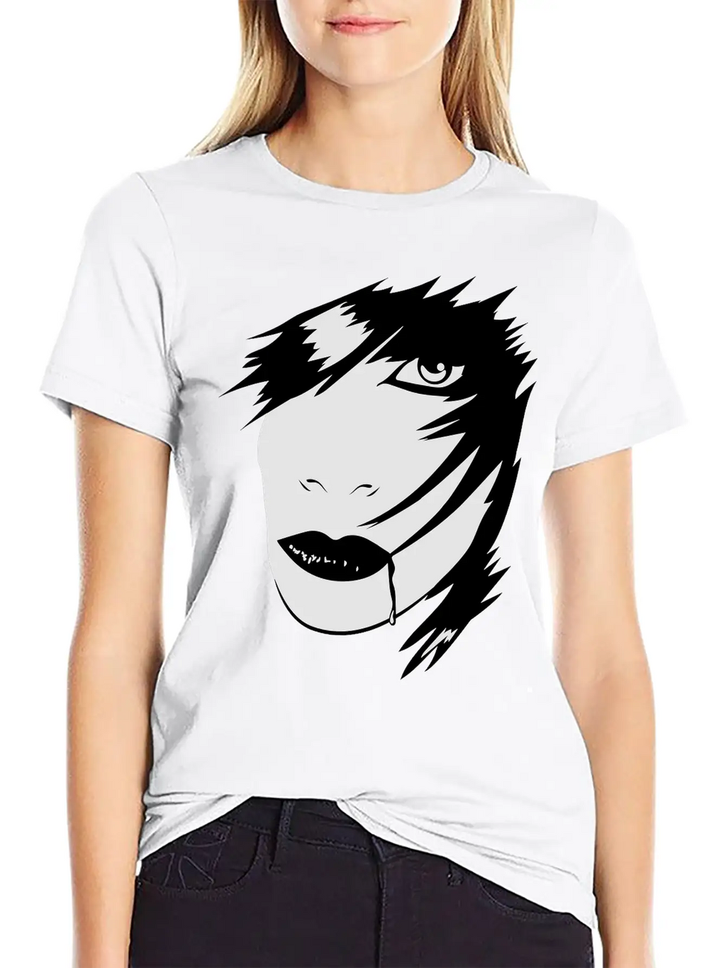 Gothic Girl Blood Mask Unisex Short Sleeve Soft Cotton T-Shirt – Casual Everyday Wear