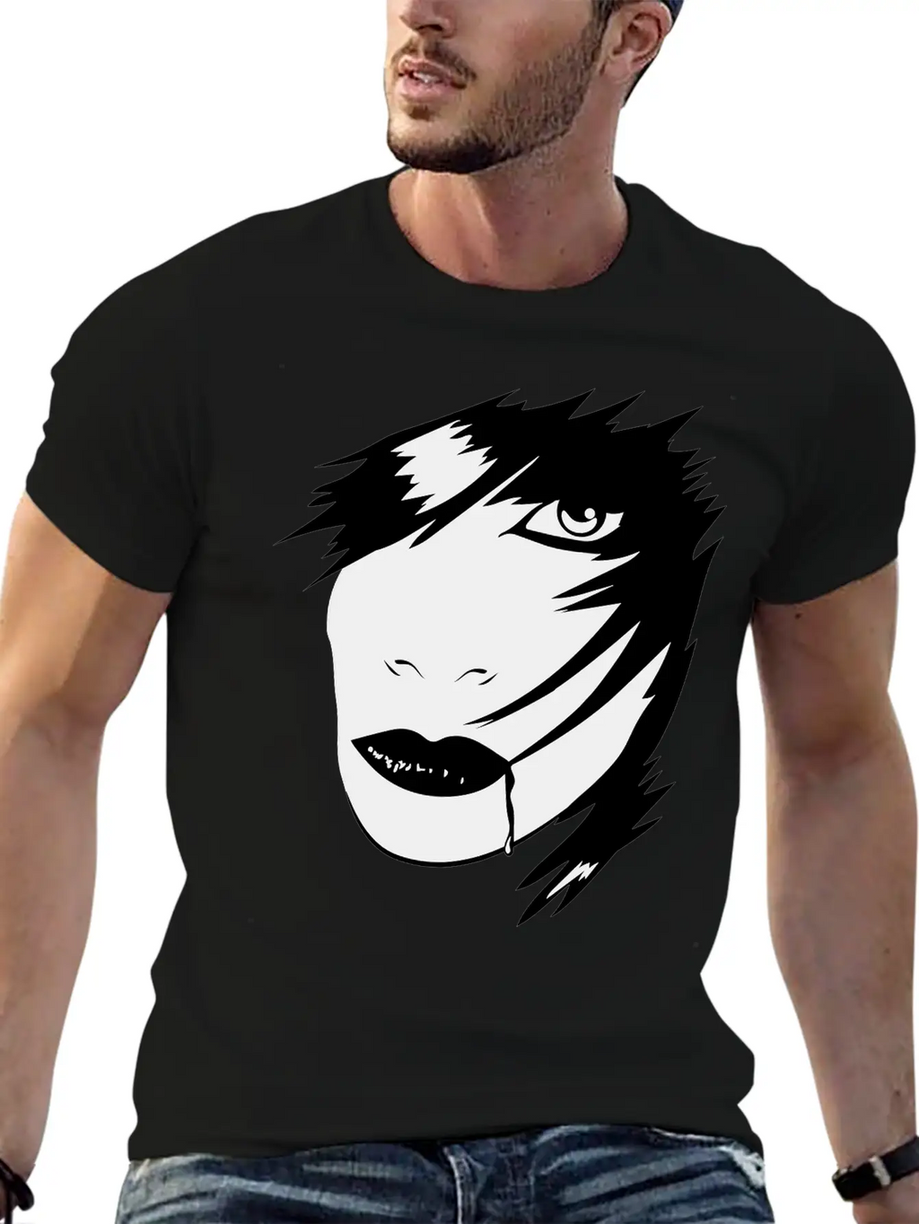 Gothic Girl Blood Mask Unisex Short Sleeve Soft Cotton T-Shirt – Casual Everyday Wear
