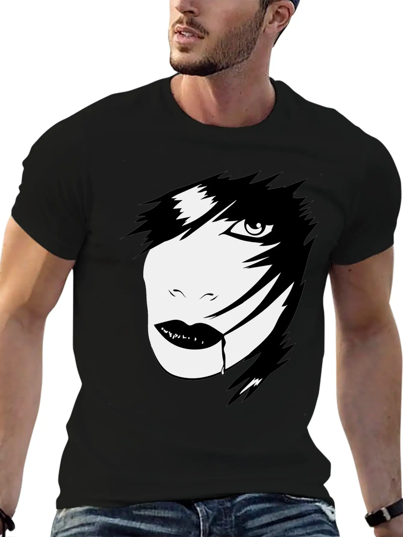 Gothic Girl Blood Mask Unisex Short Sleeve Soft Cotton T-Shirt – Casual Everyday Wear