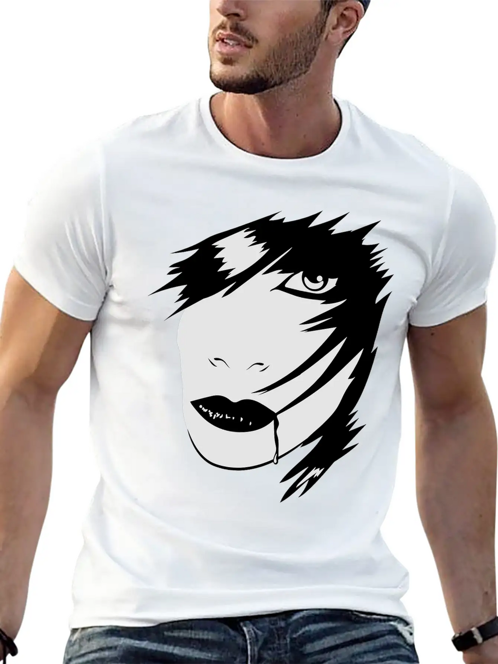 Gothic Girl Blood Mask Unisex Short Sleeve Soft Cotton T-Shirt – Casual Everyday Wear