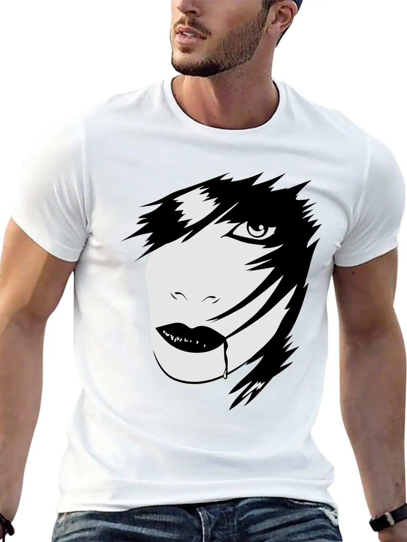 Gothic Girl Blood Mask Unisex Short Sleeve Soft Cotton T-Shirt – Casual Everyday Wear