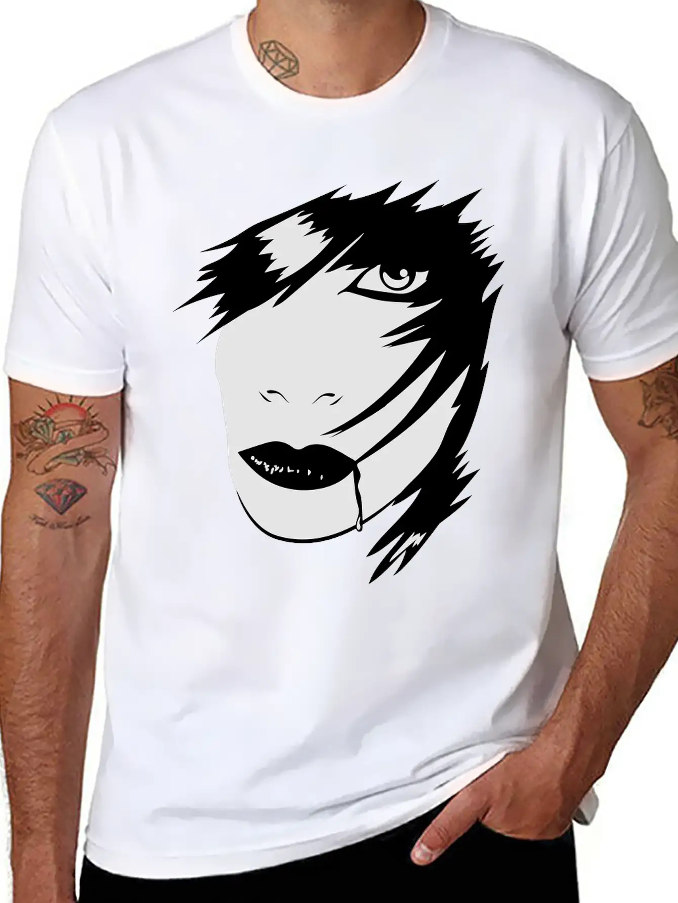 Gothic Girl Blood Mask Unisex Short Sleeve Soft Cotton T-Shirt – Casual Everyday Wear