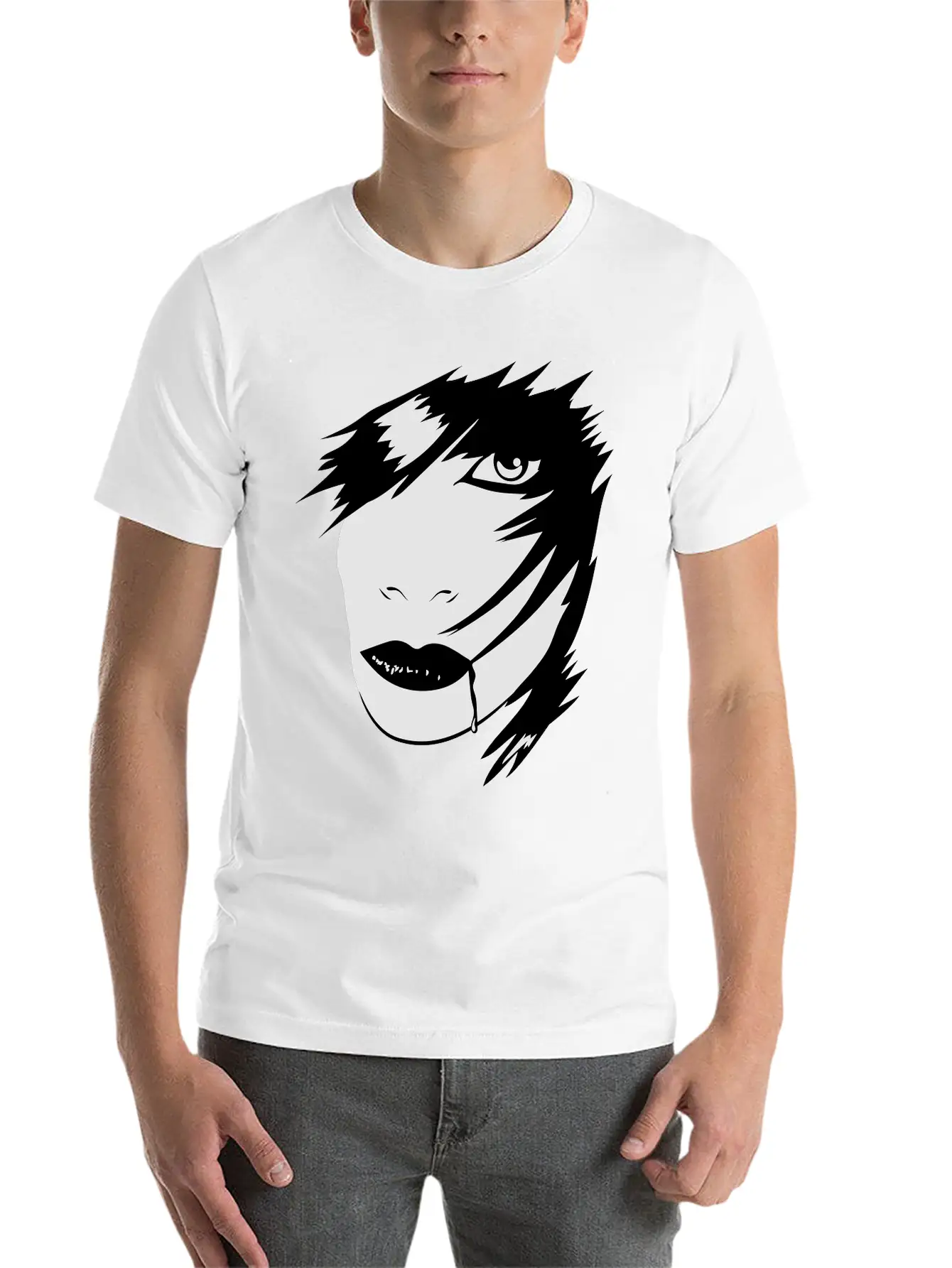 Gothic Girl Blood Mask Unisex Short Sleeve Soft Cotton T-Shirt – Casual Everyday Wear