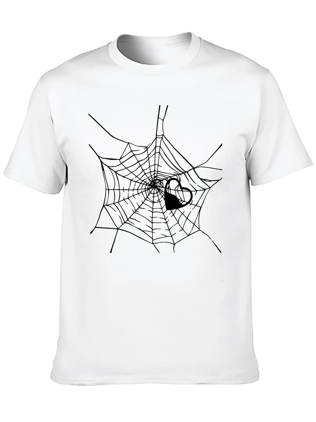 Gothic Heart Spider Web Unisex Short Sleeve Soft Cotton T-Shirt – Casual Everyday Wear