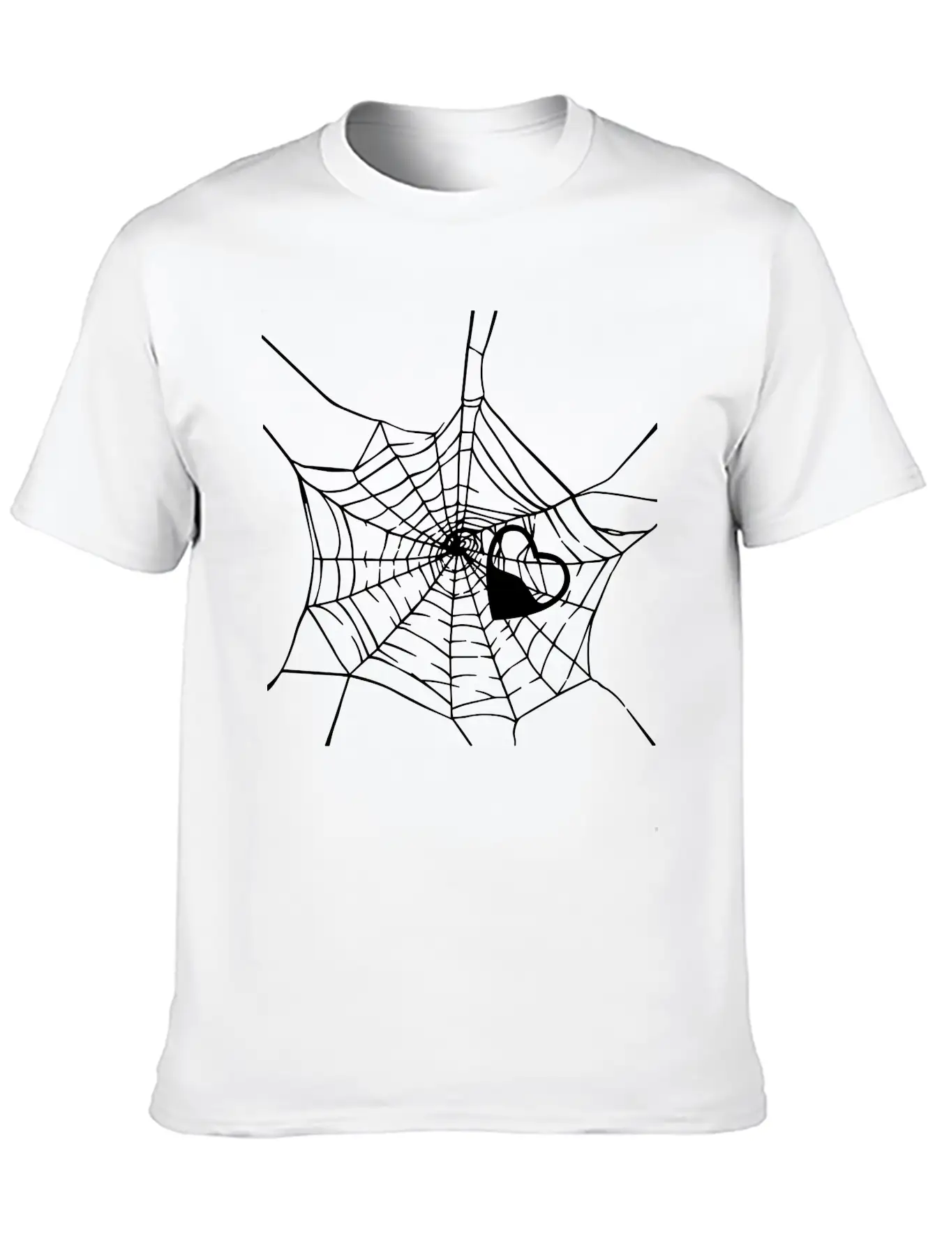 Gothic Heart Spider Web Unisex Short Sleeve Soft Cotton T-Shirt – Casual Everyday Wear