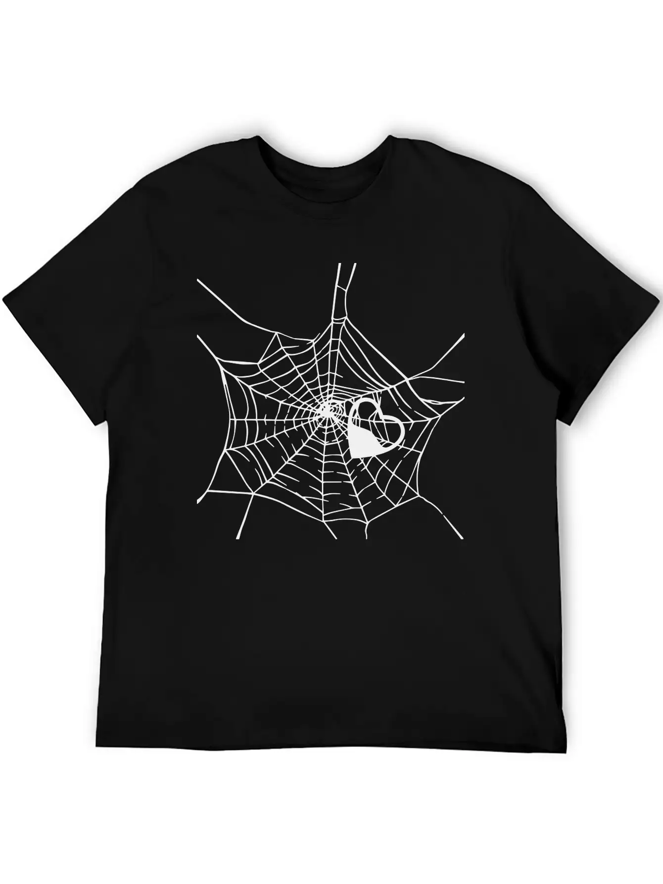 Gothic Heart Spider Web Unisex Short Sleeve Soft Cotton T-Shirt – Casual Everyday Wear