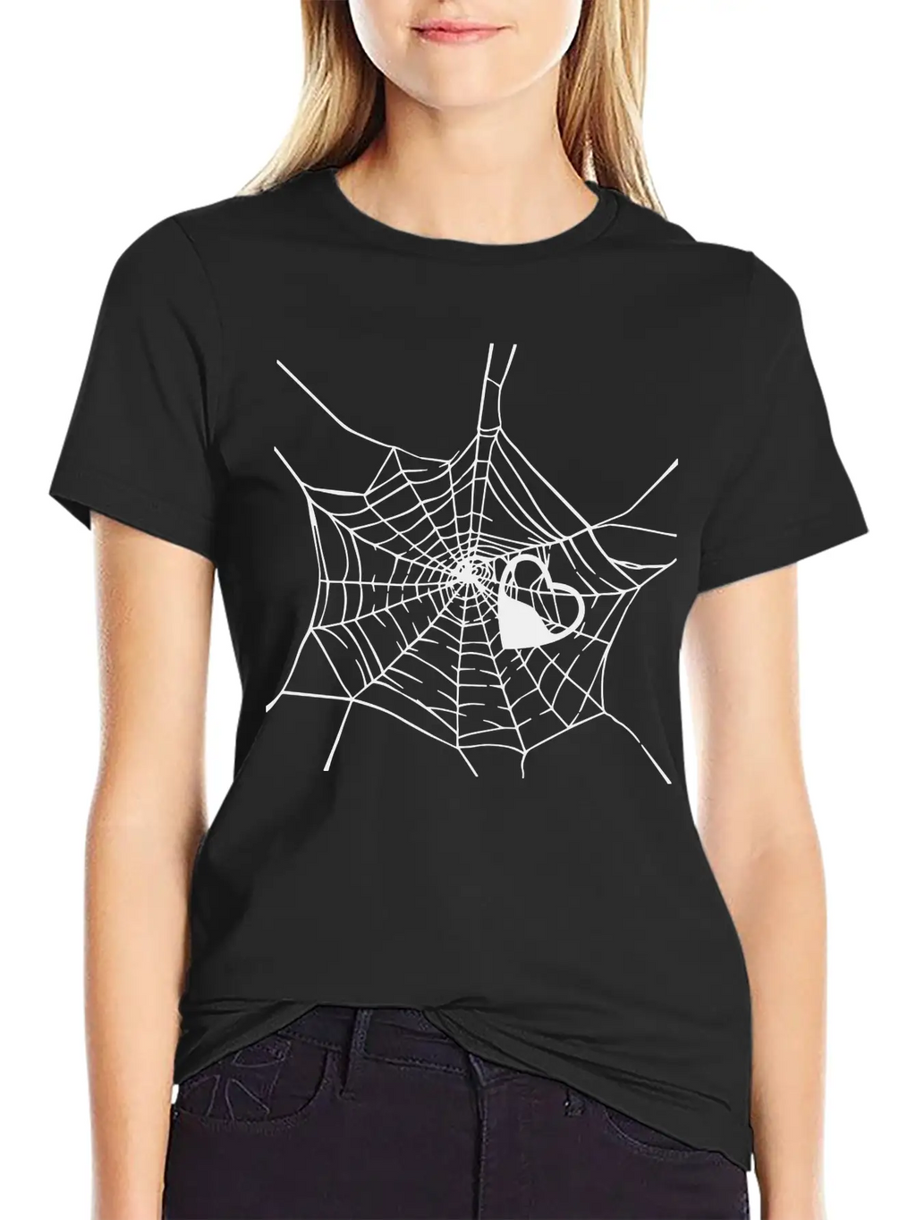 Gothic Heart Spider Web Unisex Short Sleeve Soft Cotton T-Shirt – Casual Everyday Wear