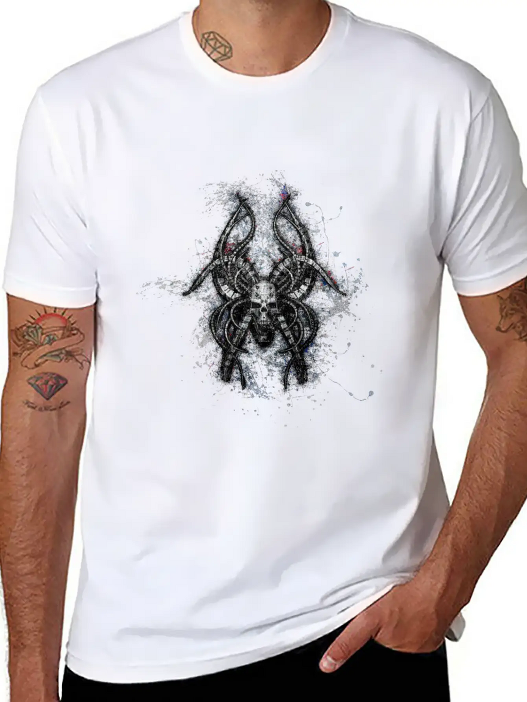 Gothic Monster Skull Paint Splatter Art Unisex Casual T-Shirt – Clean Design For Daily Comfort