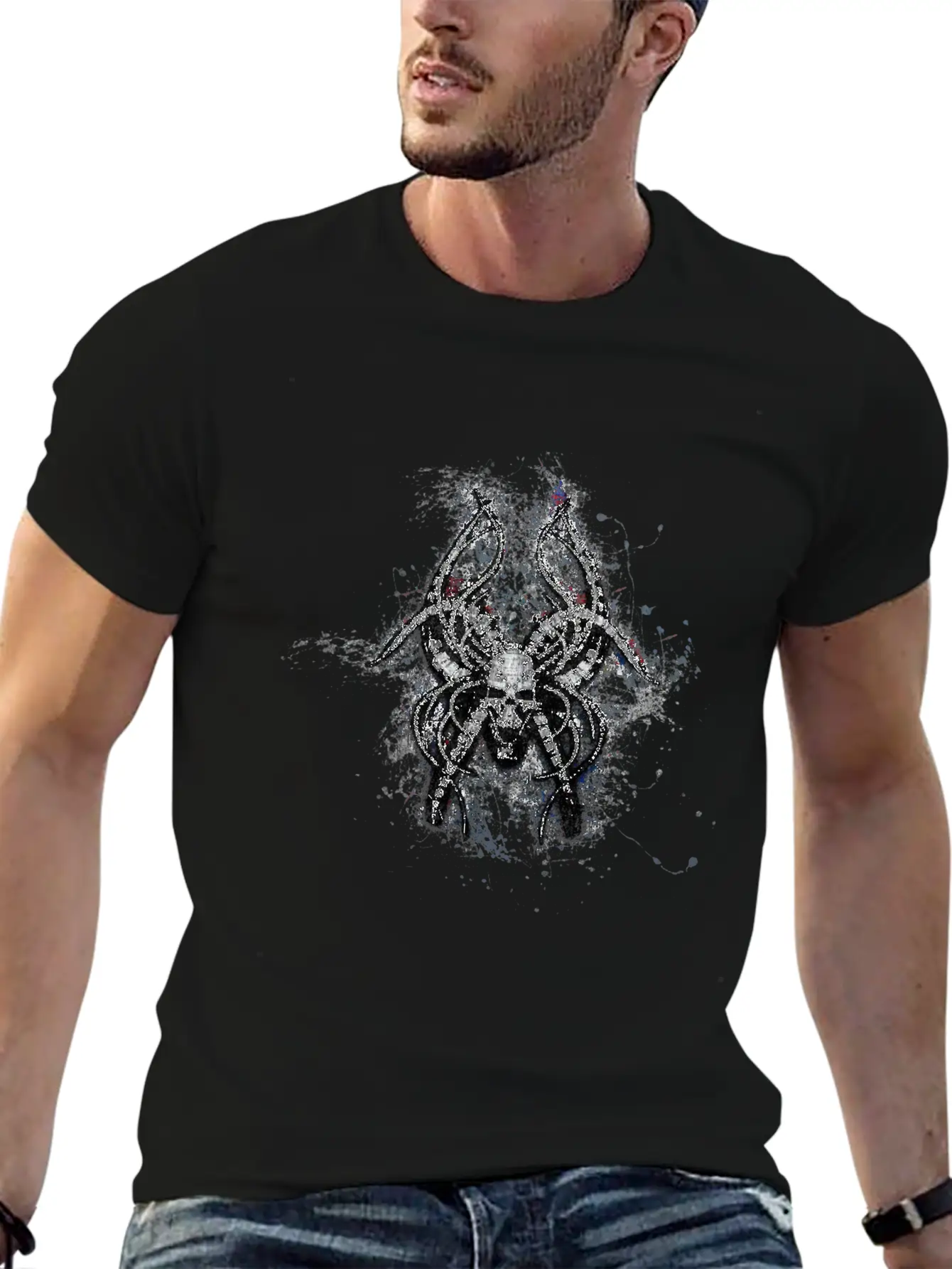 Gothic Monster Skull Paint Splatter Art Unisex Casual T-Shirt – Clean Design For Daily Comfort