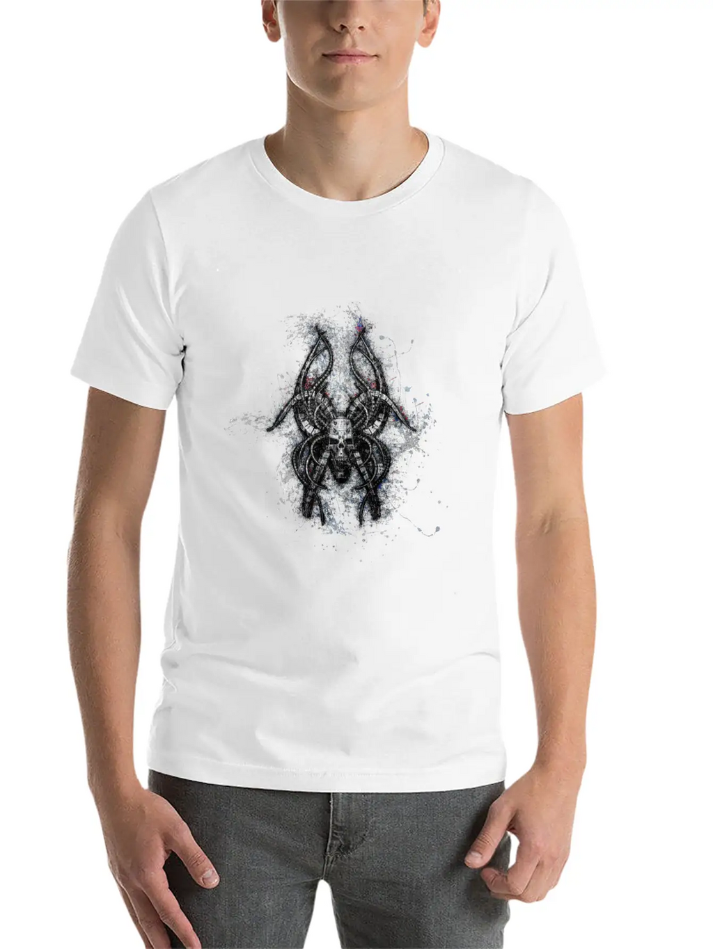 Gothic Monster Skull Paint Splatter Art Unisex Casual T-Shirt – Clean Design For Daily Comfort