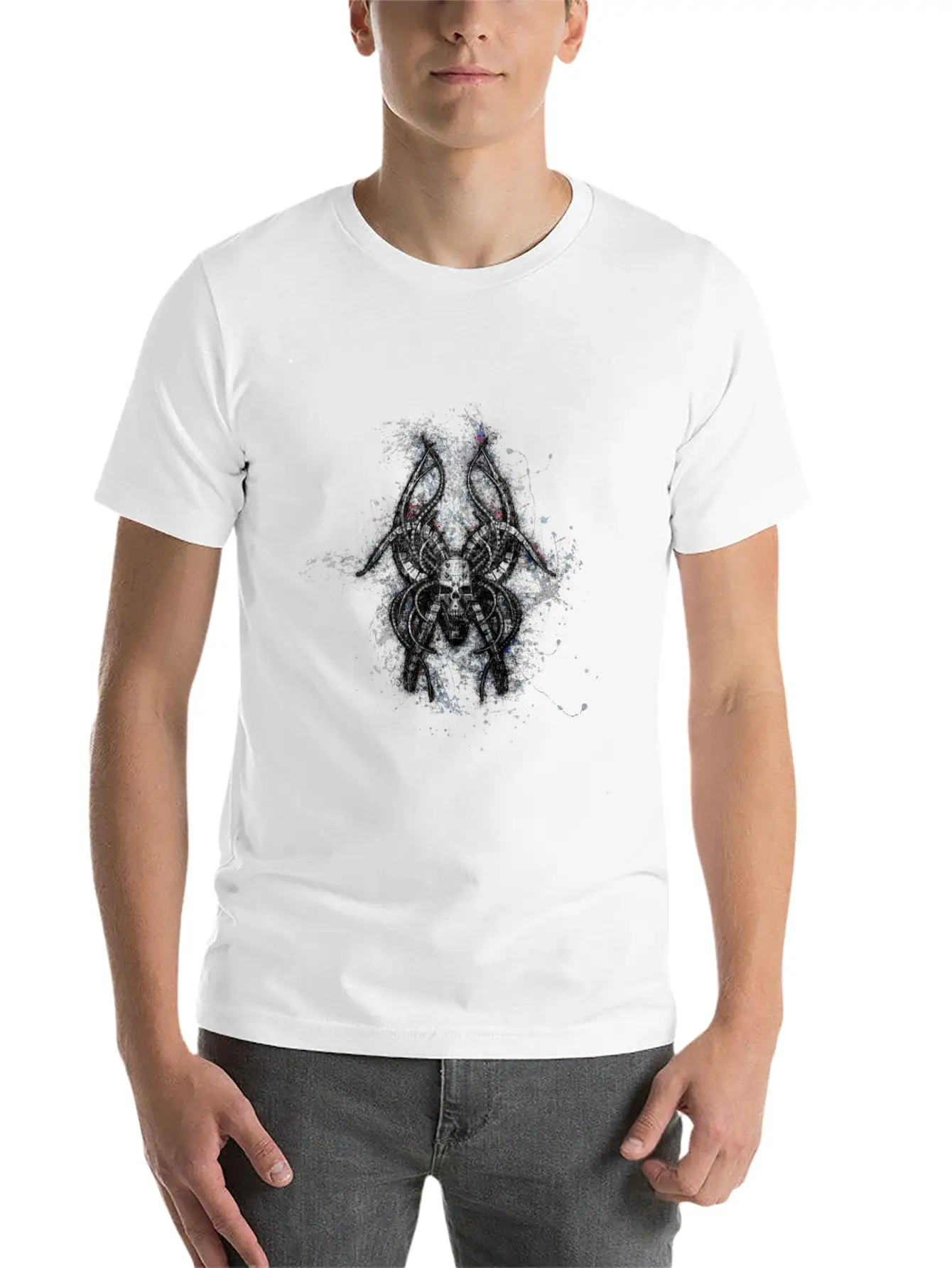 Gothic Monster Skull Paint Splatter Art Unisex Casual T-Shirt – Clean Design For Daily Comfort