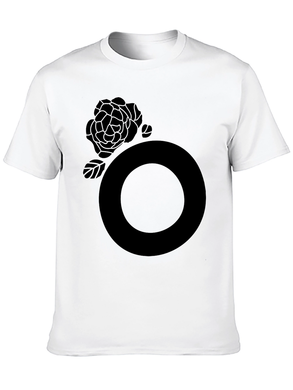 Black Graphic Tee - Rose and Circle Design