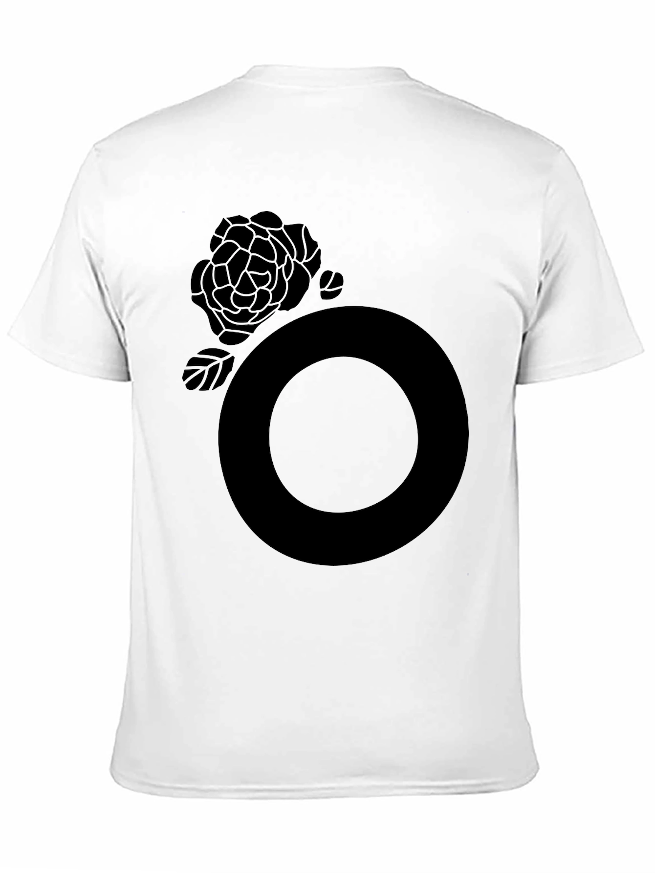 Black Graphic Tee - Rose and Circle Design
